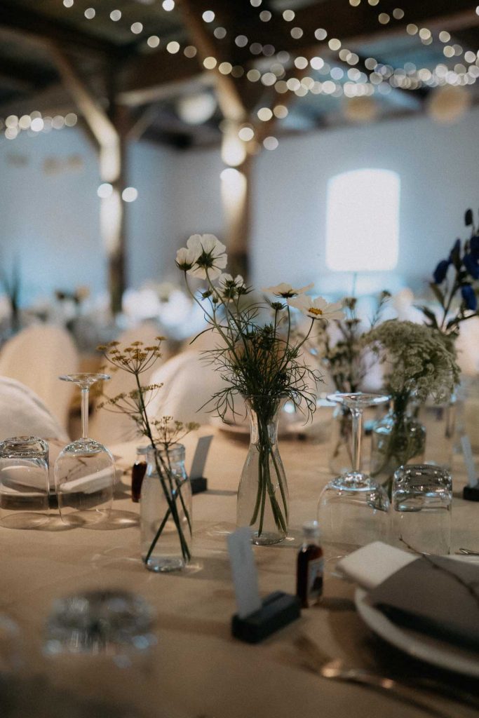 Tischdekoration zur Hochzeit auf Gut Mönkhof